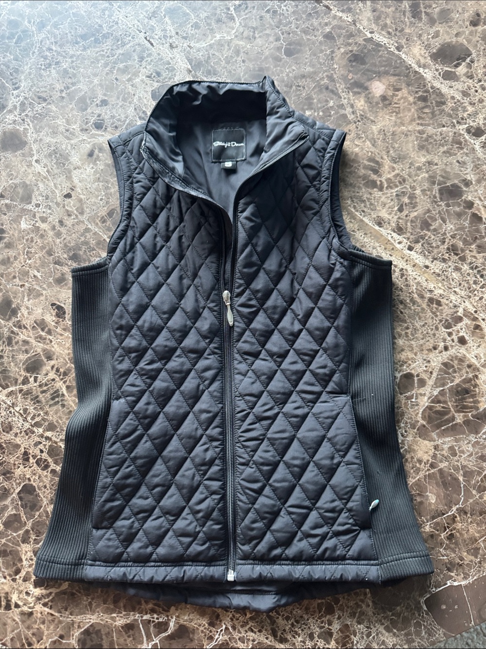Quilted Black Zip-Front Vest